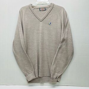 Vintage Flying Scotsman V Neck XL Sweater Mallard Collection Tan Grandpacore USA